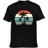 Bomugtee Herren Strand T-Shirt Baumwolle Palme Sonnenuntergang Grafik T-Shirts Schwarz