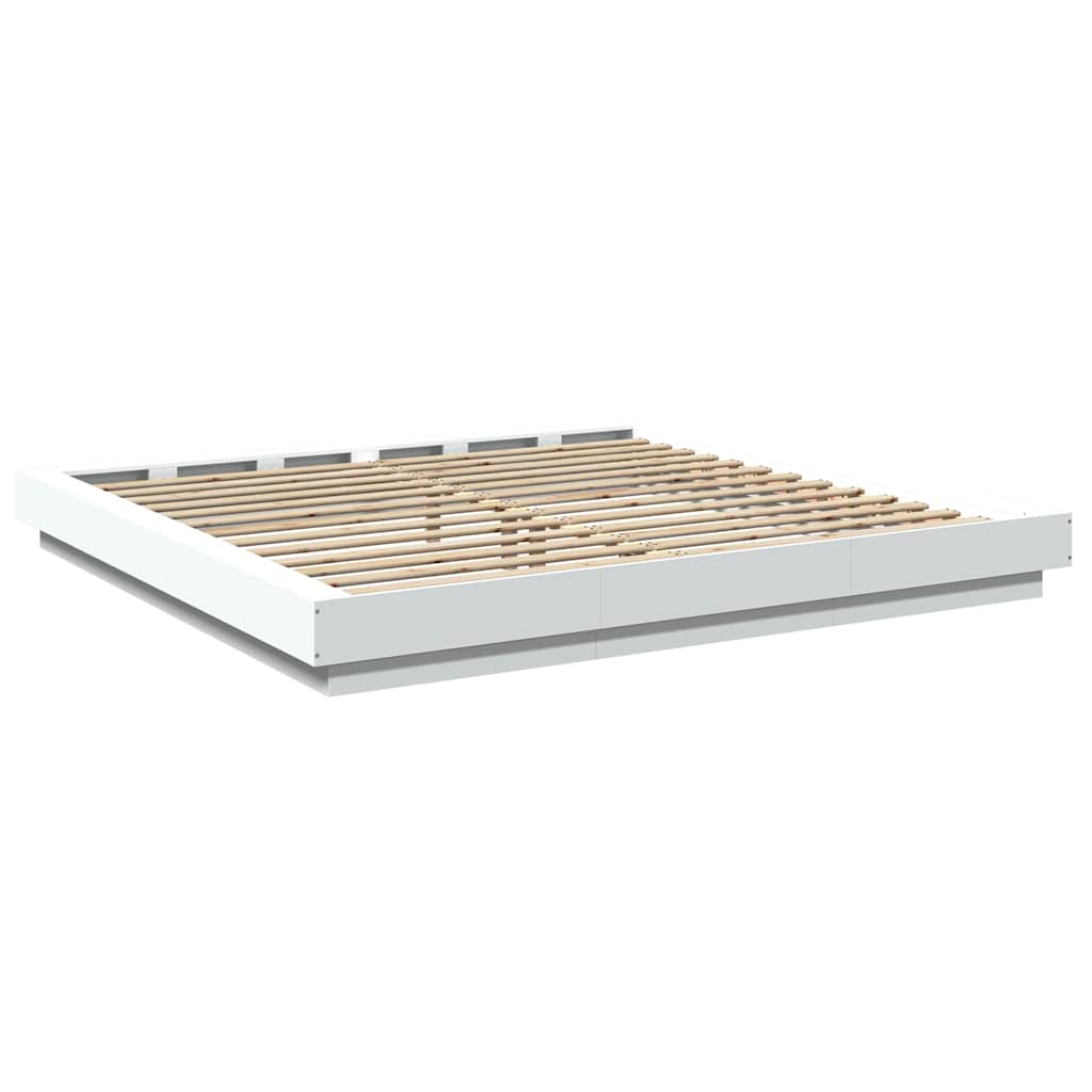 LED Bed Frame White 180 x 200 cm Engineered Wood