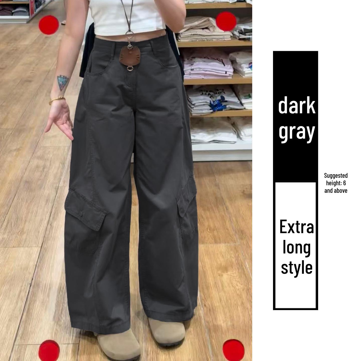 Women s Army Green High-Waisted Wide-Leg Cargo Pants - Petite, Loose-Fit, Slimming, Casual Spring 2026 Style XL