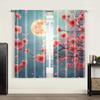 2pc,  Party Curtains Cherry tree blue sky sun petals Machine Washable Polyester,Without Electricity Party Decorations Use for