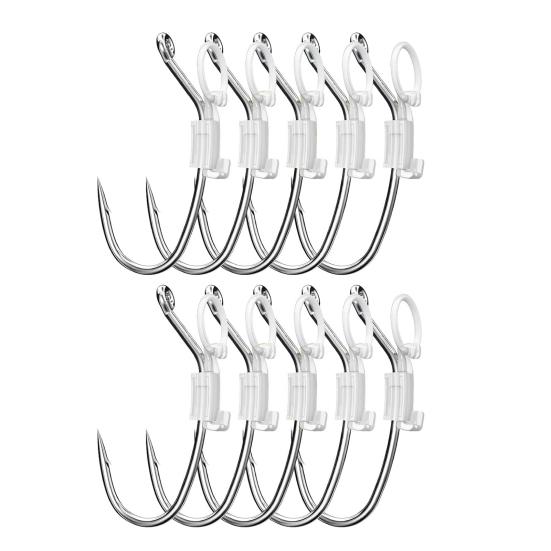 3/5/10/20Pcs Luminous Live Shrimp Fixing Hook Glow-in-the-dark Fishhook with Barbed Offset Saltwater Bass Fishing Hook Fishing Accessories