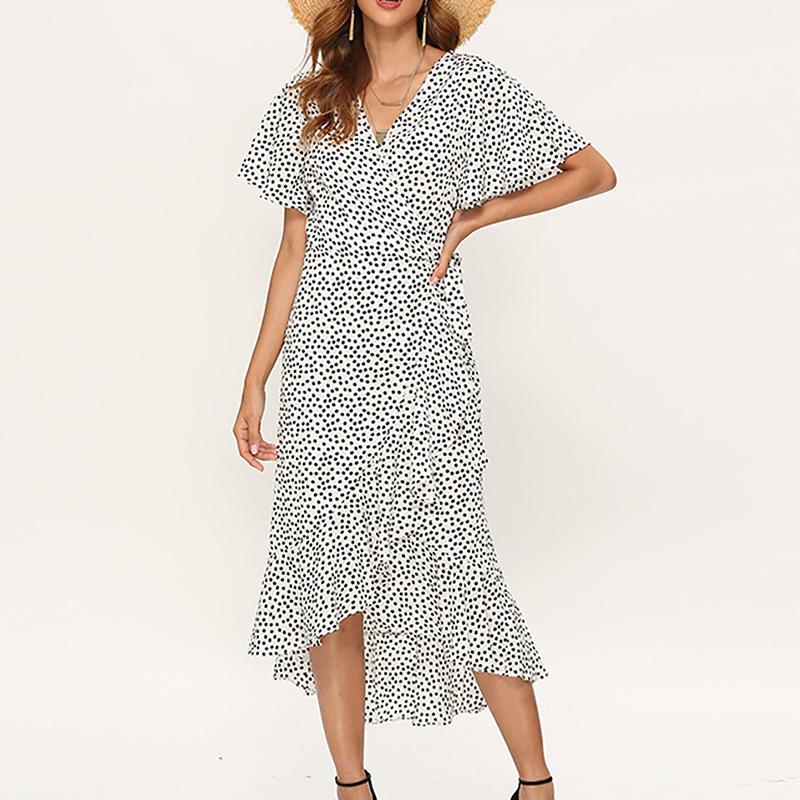 Plus Size Summer Women Fashion Boho Dress Casual V Neck Floral Print Big Swing Long Dress