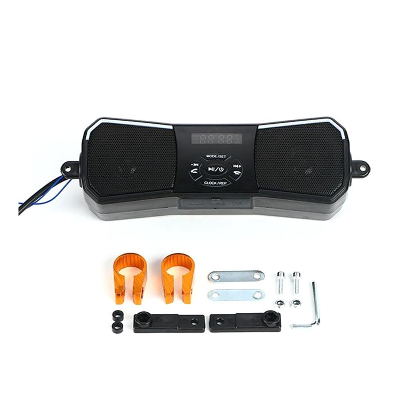 Wytrzymały, terenowy motocyklowy system stereo 12V montowany na kierownicy, głośniki bezprzewodowe z funkcjami USB i AUX-In