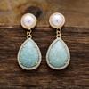 High quality real gold electroplating light luxury natural stone zircon pearl earrings popular jewelry earrings