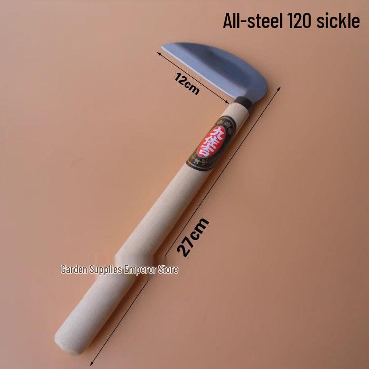 Kuzokichi Japanese Stainless Steel 120 Weeding Sickle - All-Steel Gardening Tool for Grass Cutting