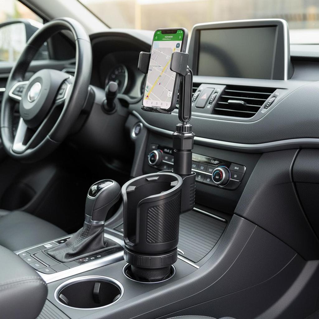 Cup Phone Holder For Car 2 In 1 Drink Extender With Phone Stand 360 Degree Rotation Non-Slip Car Water Bottle Holder For Vehicle