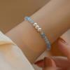 New Arrival Trendy 100% Natural Freshwater Pearl Blue Crystal 14K Gold Filled Ladies Beads Chain Bracelet  For Women Gift