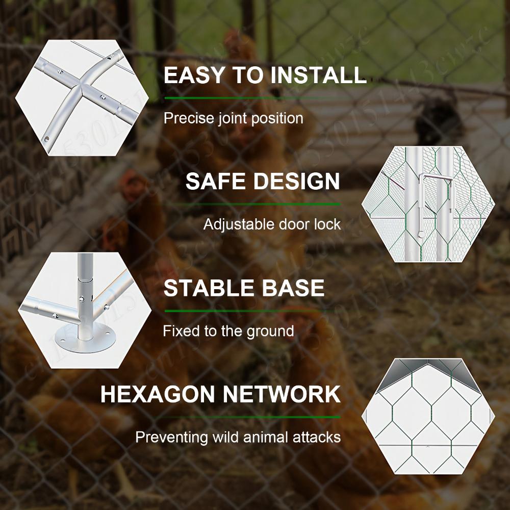 9.84x13.12x6.56FT Large Chicken Coop with Cover Chicken Playpen Enclosure Spire Shaped for Outdoor and Yard Farm Use