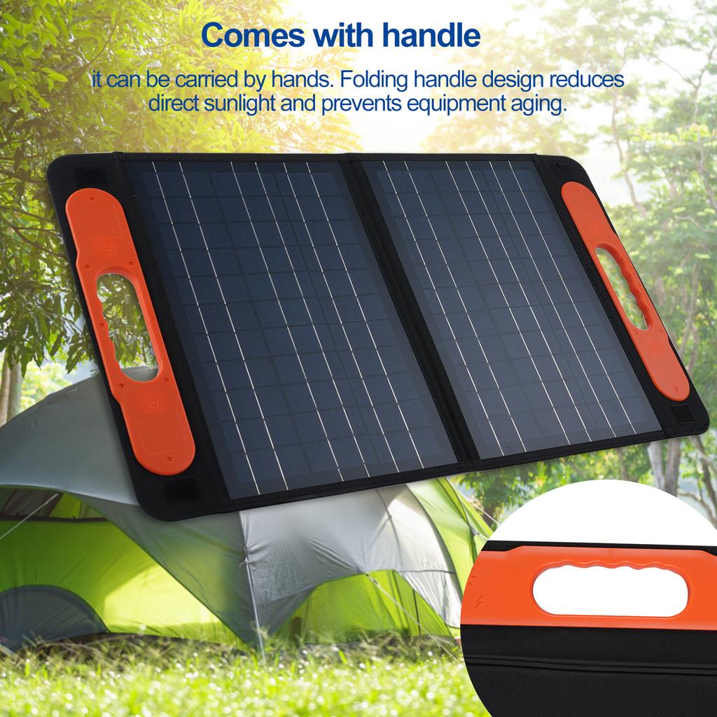 60W Polycrystalline Solar Panel Charging Panel with Handle Solar Charger IP65 Waterproof for Home