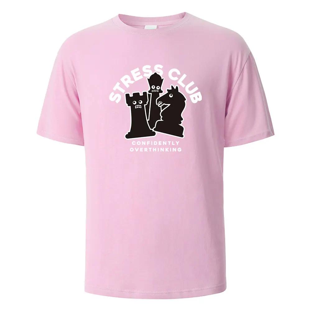 Stress Club Print T-Shirt 100% Cotton Summer Tees For UnisexOversize Casual Tops