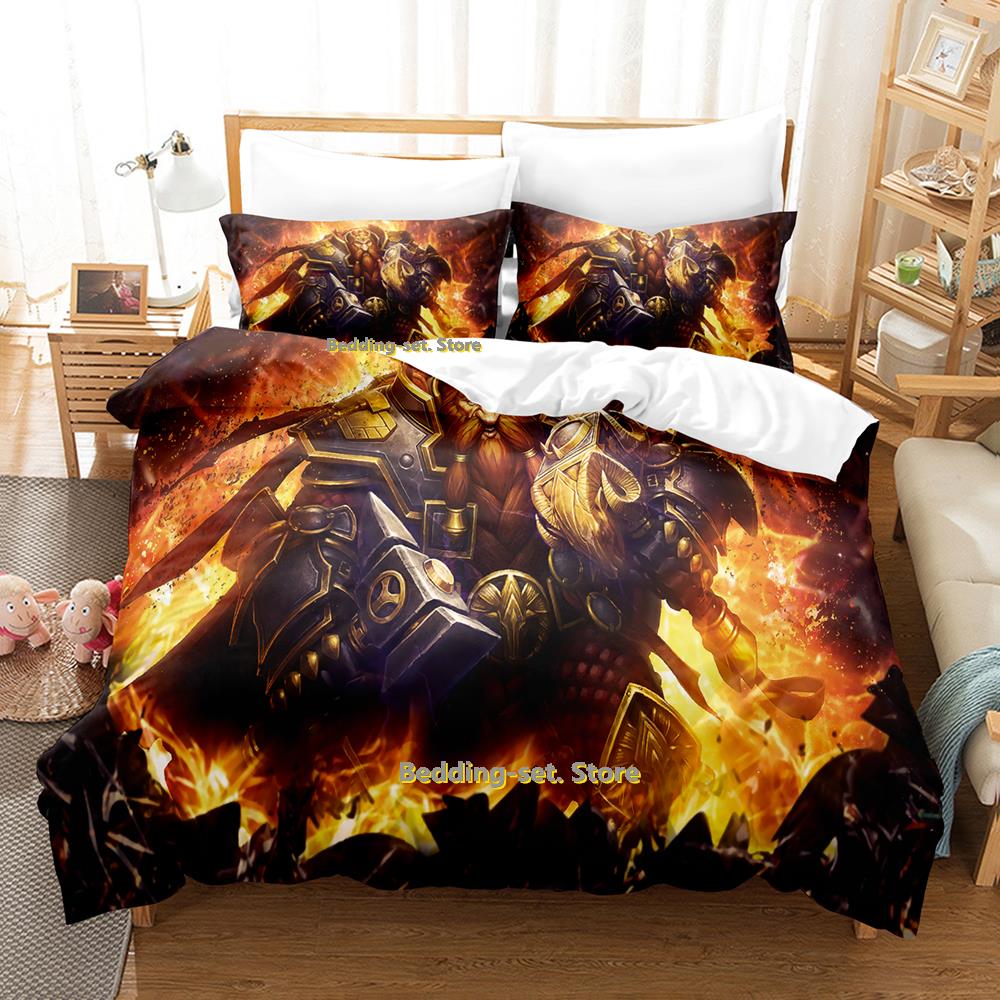 

Игровой Постельный Набор Hearthstone Heroes Of Warcraft Мультяшный Аниме Комплект из трех предметов Подростковая Спальня Пододеяльники EU single(135x200cm)