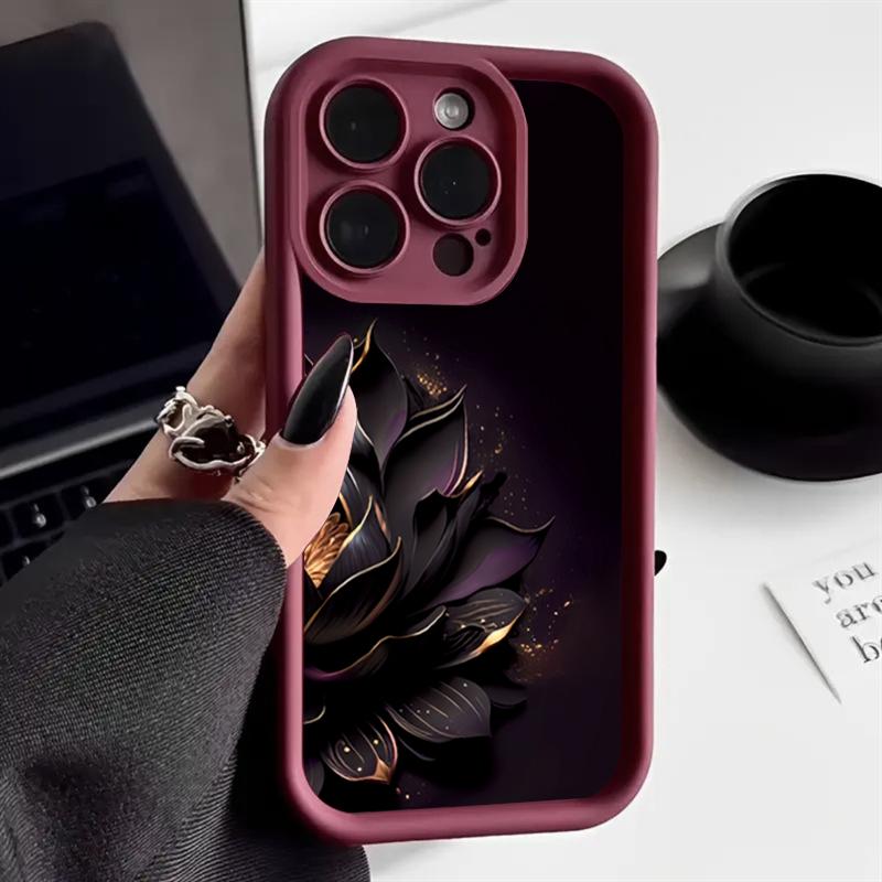 Luxury Lotus Flower Pattern Phone Case For Samsung Galaxy S25 S24 S23 S22 S21 S20 FE Plus Ultra A15 A35 A54 A55 Silicone Cover