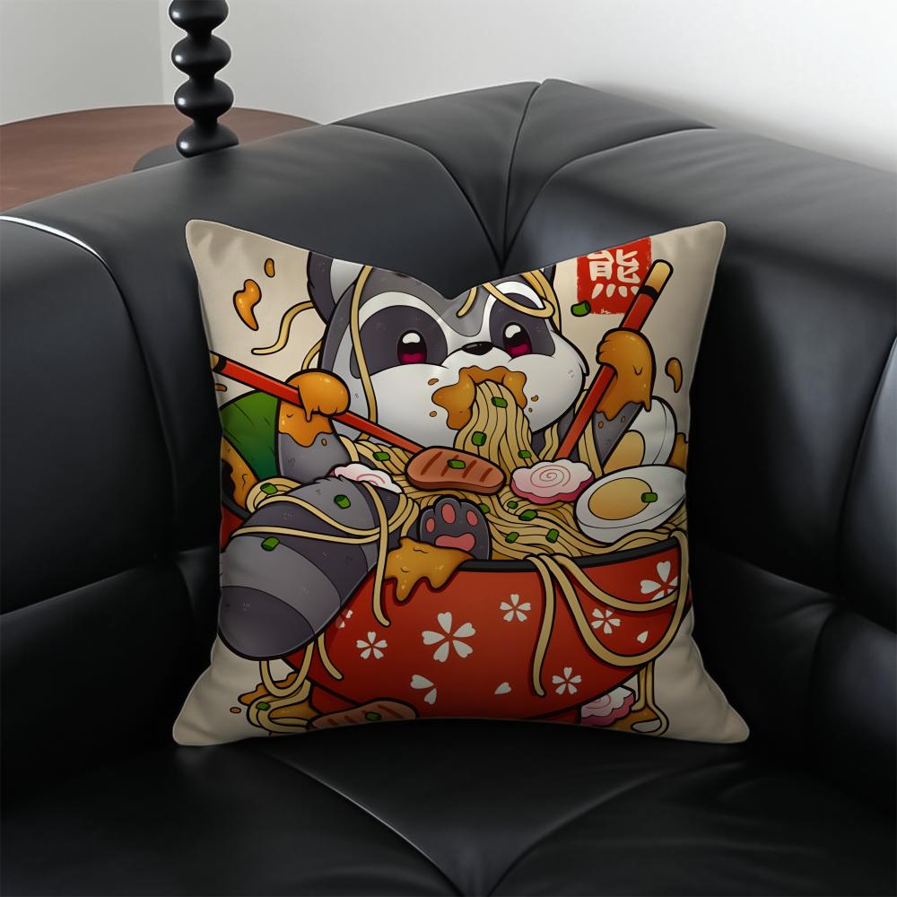 RRamen Animal Pillow Anime Art Cushion Cushion Cover Pillow Case Antidustmite Invisible zipper silky plush cushion