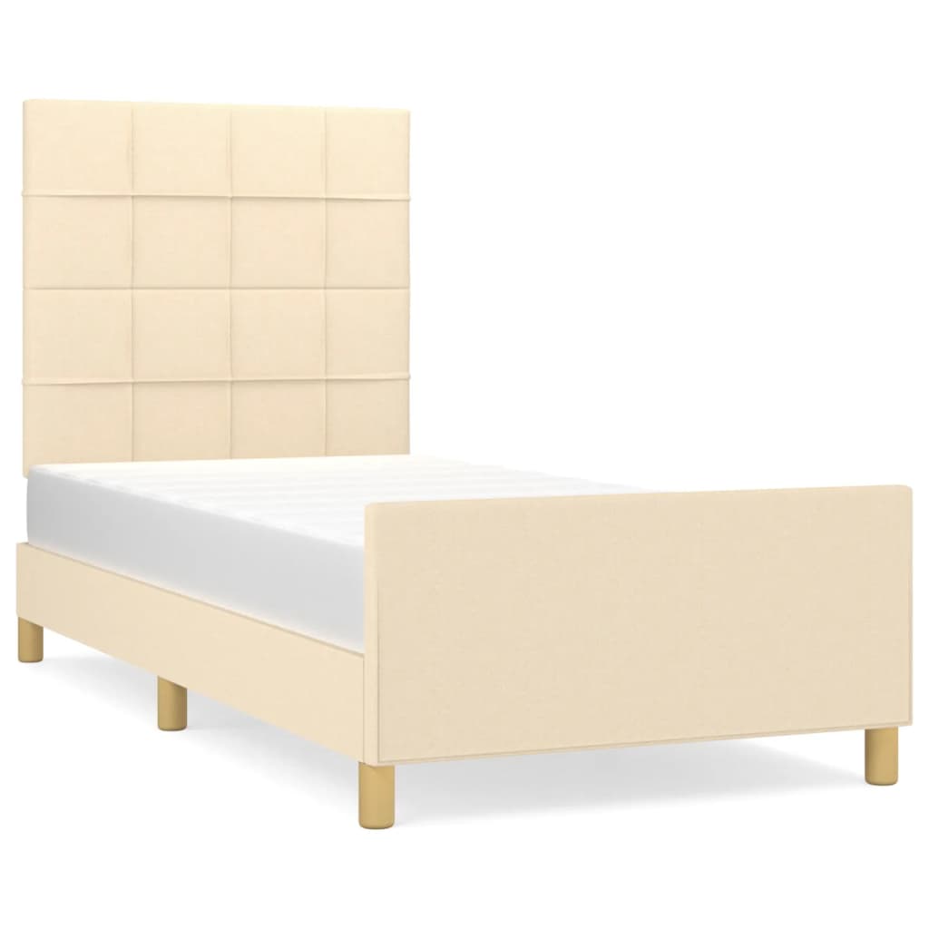 Bed Frame without Mattress Cream Color 100x200 cm Fabric