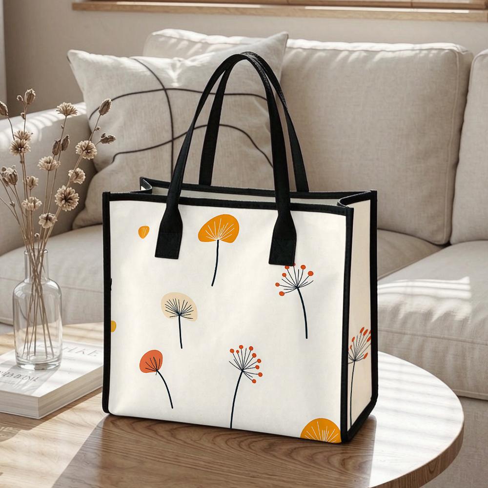 Floral Pattern Tote Bag Casual Canvas Handbag for Daily Shopping Travel