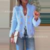 Cappotto Blazer Elegante Minimalista da Donna con Frange - Vestibilità Slim Manica Lunga Chic da Ufficio Capospalla in Beige Nero Cachi Blu Rosa