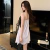 Sexy suspender nightdress with chest pad, women's summer thin 1011 new ice silk high-end pajamas, black loungewear