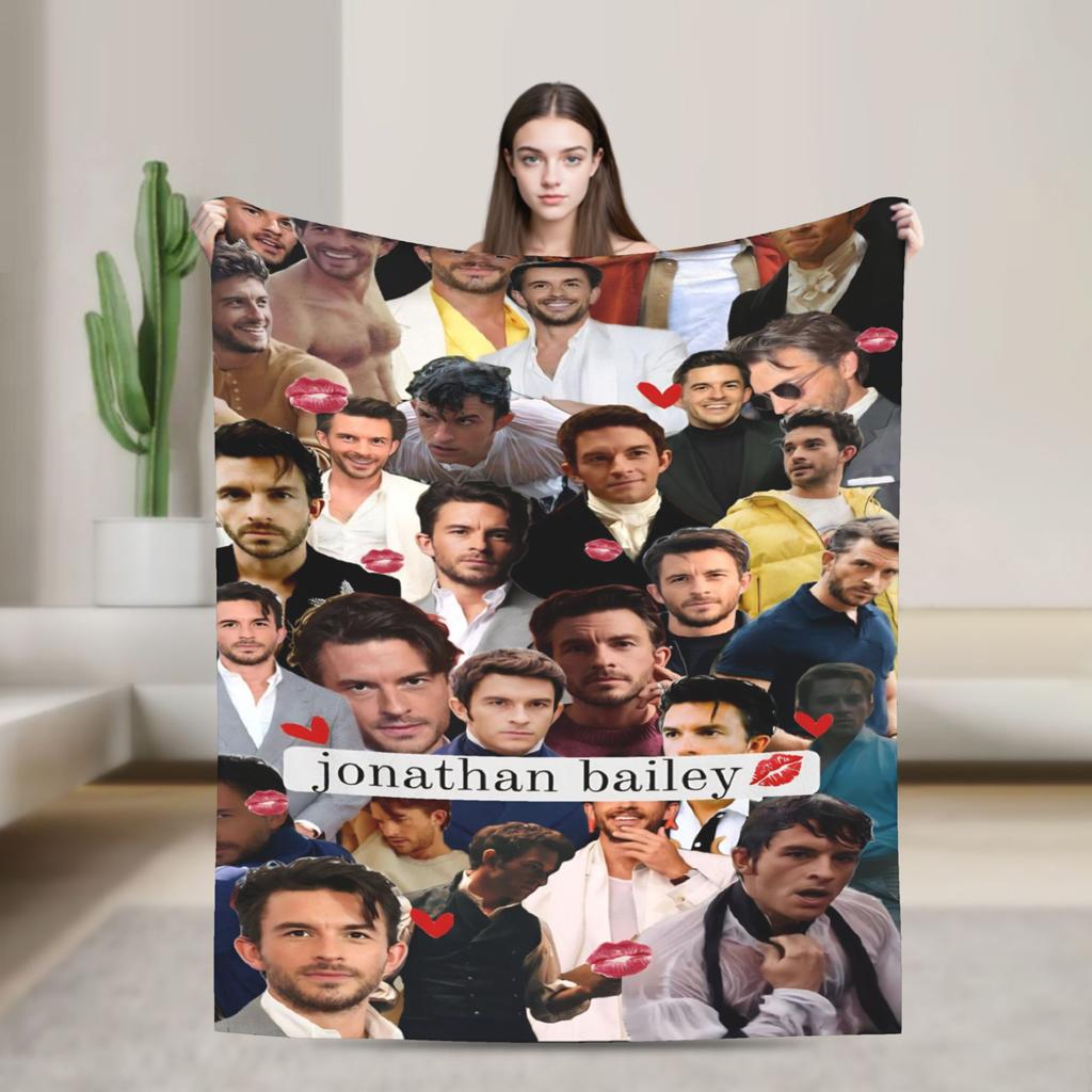 Jonathan Bailey Actor Flannel Blanket Comedy Custom Throw Blankets for Home cm Rug Piece
