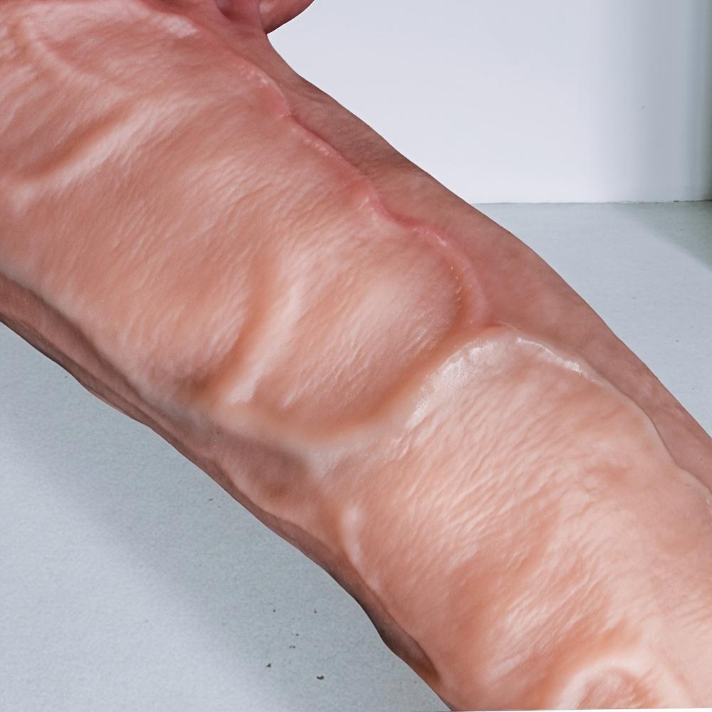 10.62-Inch Realistic Foreskin Dildo, Soft Liquid Silicone Penis with Natural Curve, Lifelike Veins, Strong Suction Cup, Anal & G-Spot Adult Toy