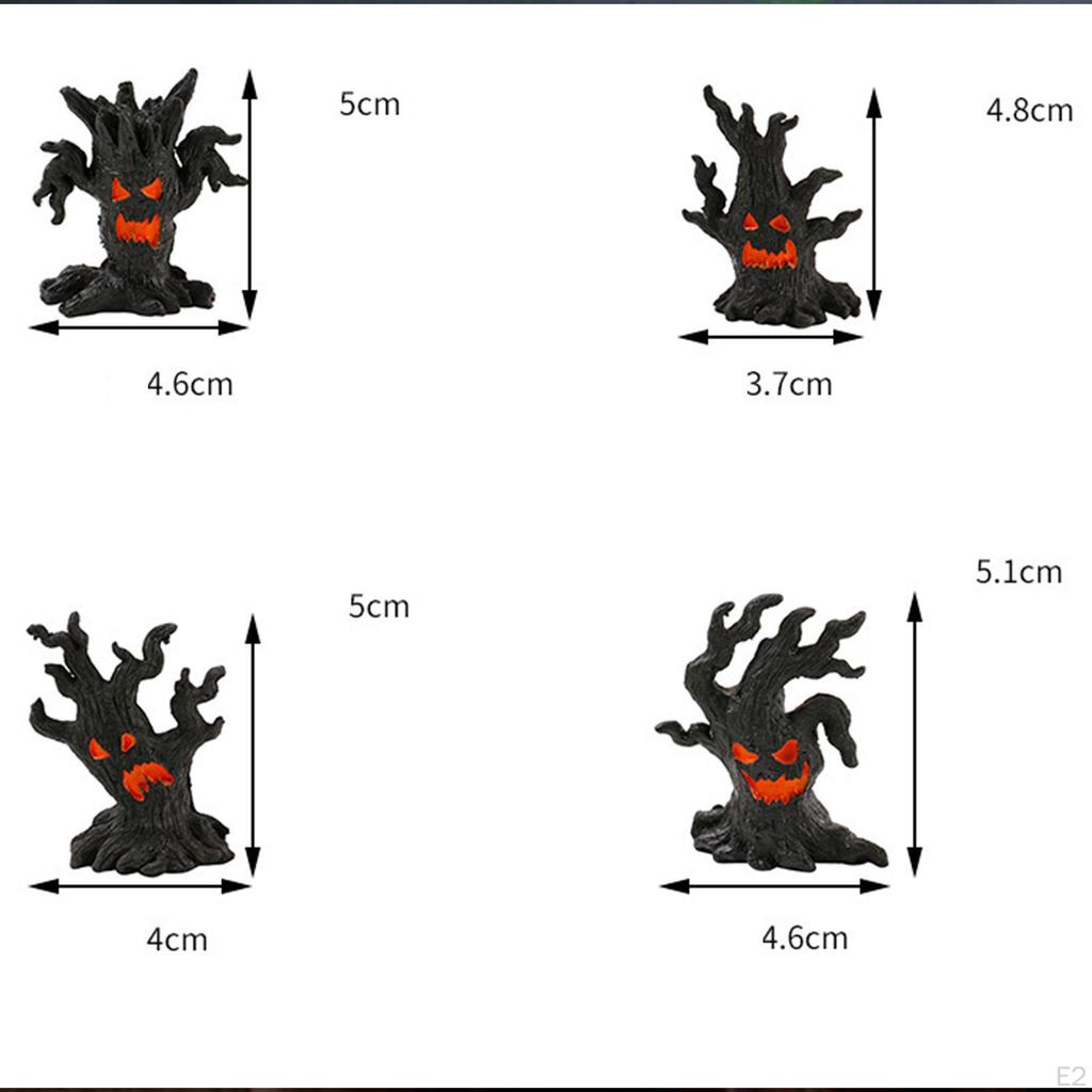 4 Stück Halloween Miniaturfiguren Mini Harzhandwerk Dekorationen Winzige Miniaturen Baumschmuck Fee