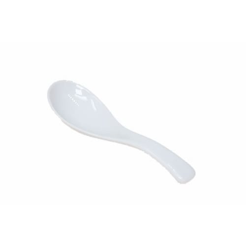 Set of 5 White Spoons, Lotus Flower Design, for Professional Use. From the ACS WEB SHOP. Made In Japan, Mino Ware, Porcelain.