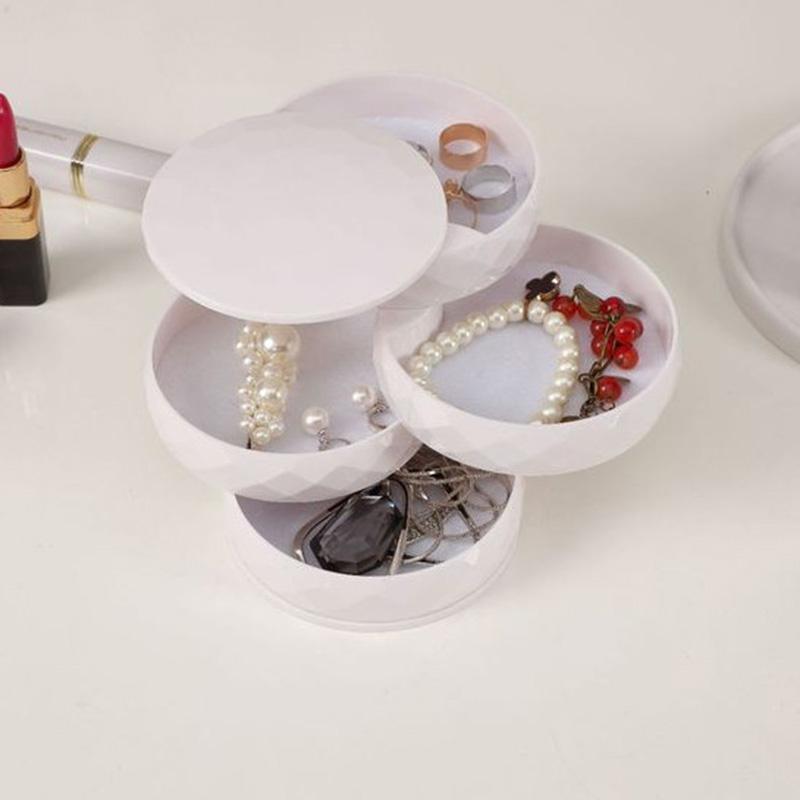 Rotatable Jewelry Organizer Box Earring Holder ABS+Acrylic Storage Tray