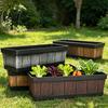 Large Capacity Gardening Pots for Flowers 18 Inch Rectangular Planter Box Imitation Wood Grain Window Box Planter Plastic Vegetables Portable Flower