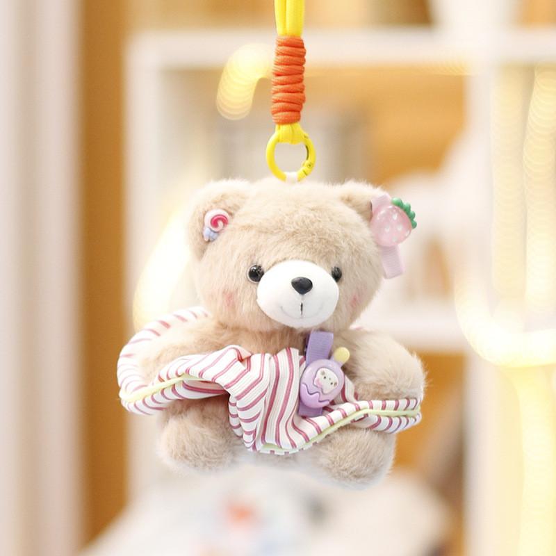 Cute Teddy Bear Plush Stuffed Animal With Pp Cotton Fill Keychain Gift For Girls