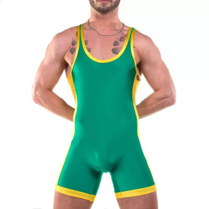 Mens Wrestling Singlet Compression Athletic Bodysuit MMA Boxing Triathlon Powerlifting Gym Fitness