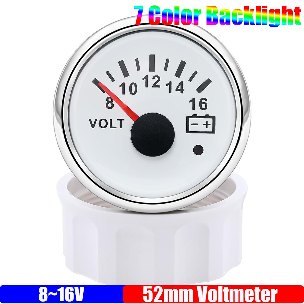 ZMFJH 7 Color Light Pointer 52MM Fuel Water Level Gauge Voltmeter Oil Pressure Meter Water Oil Temp Gauge with Alarm Optional
