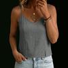 Women Casual Linen Tank Top with Thin Straps and Side Slit Hem Sleeveless Blouse Lightweight Summer Vest