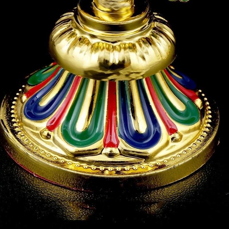 8 Pcs Painted Tibetan Engraved Eight Treasures Auspicious Statue Tantric Alloy Handicraft Buddhism Home Gift Desktop Decorative