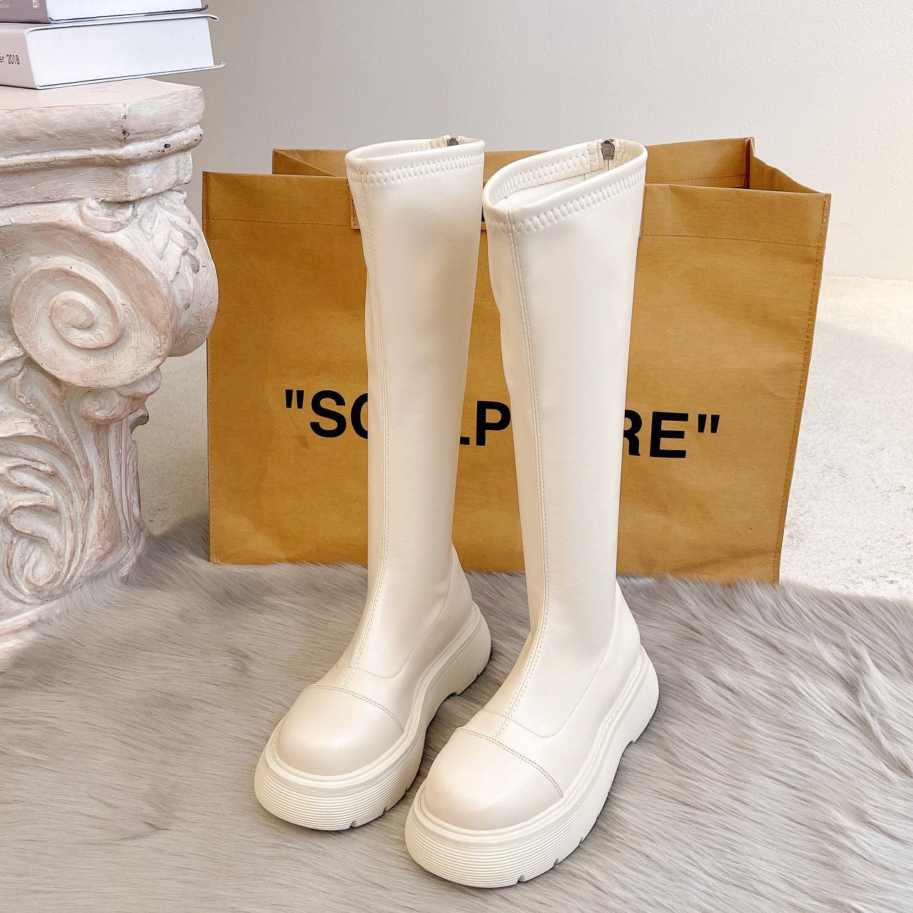 

Women Knee High top Autumn Winter , New Thick Soled Knight with Elastic Zipper At The Back, Slim and Tall 37