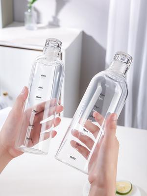 500/750ml Glass Cup With Time Marker Creative Large Capacity Leak-Proof Drink Bottle Transparent Wate Portable Jug Juice