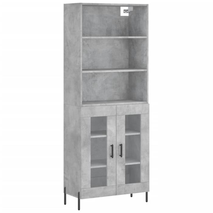 VidaXL Buffet haut Gris béton 69,5x34x180 cm Bois d'ingénierie 3189329