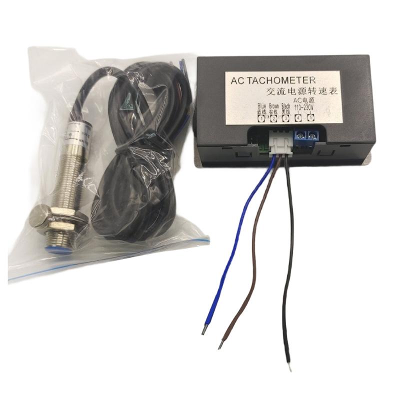Digital LED Tachometer Speed Speed Meter with Hall Sensoring & NPN Proximity Switches Motor Speed Gauge 220V for Lathes