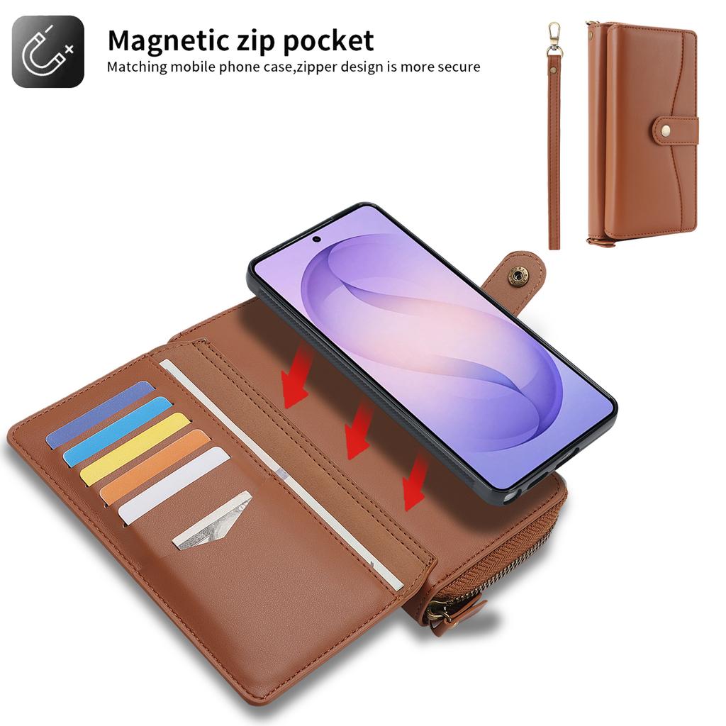 2 in 1 Detachable Flip Multi-card Wallet Leather Case for Samsung S26 Ultra S25 S24 Plus Shockproof For Magsafe Strap RFID Cover