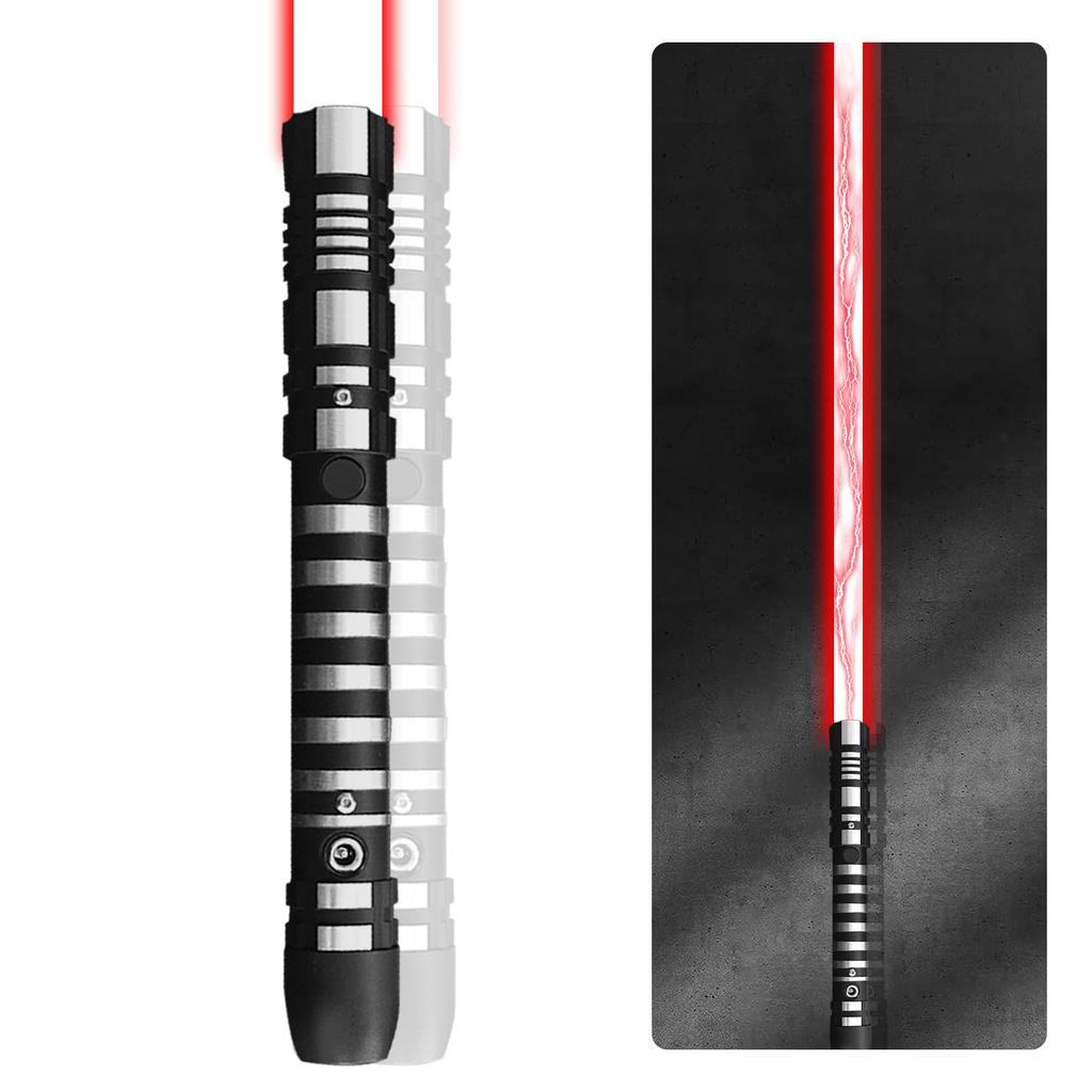 YDD Ghost Premium Force FX Black Series Lightsaber with LED Light and Metal Aluminum Handle, Suitable for Adults, Realistic Dueling (Red)