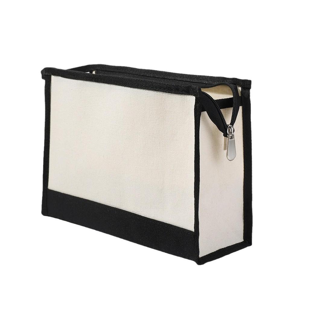 Canvas Shoulder Bag Makeup Set with Color Block Print & Portable Zipper Clutch