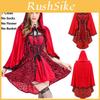 Women Girls Gothic Little Red Riding Hood Cape Fancy Dress Halloween Costume For Adults And Teens