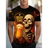 3D-printad Herr T-shirt med Lös Rund Halsringning Sommar Ny Design Roligt Dödskallemönster - Utomhussporter - Street Casual Hip-Hop Trendig Topp