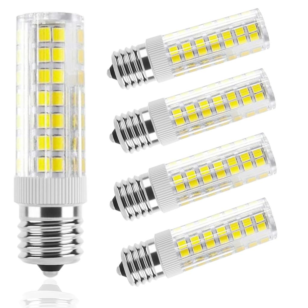 SYXKJ E17 LED Light Bulb, 6W, 17mm Diameter, Equivalent To a 60W Halogen Lamp, Daylight White (6000K), 5-pack.