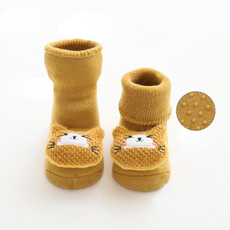Terry Thickened Baby Socks Children Toddler Floor Socks with Non-slip Sole Cartoon Animal Newborn Infant Cuffed Socks Panel