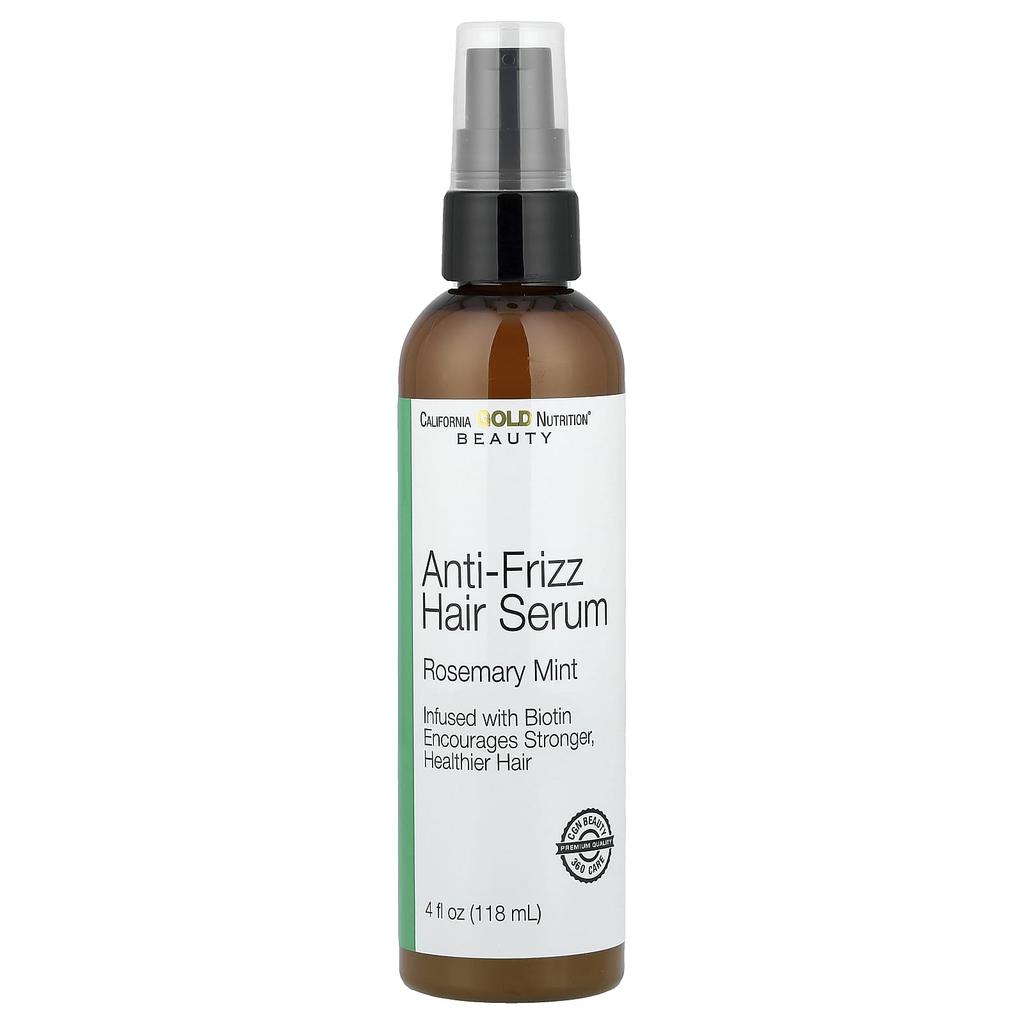 California Gold Nutrition Beauty, Anti-Frizz Hair Serum, Biotin, Rosemary Mint, 4 Fl Oz (118 Ml)