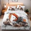 Kids Single Duvet Cover Set for Boys, Cartoon Car Tractor Excavator Bedding for Teenage Boy, Equipment Trucks Quilt Cover set