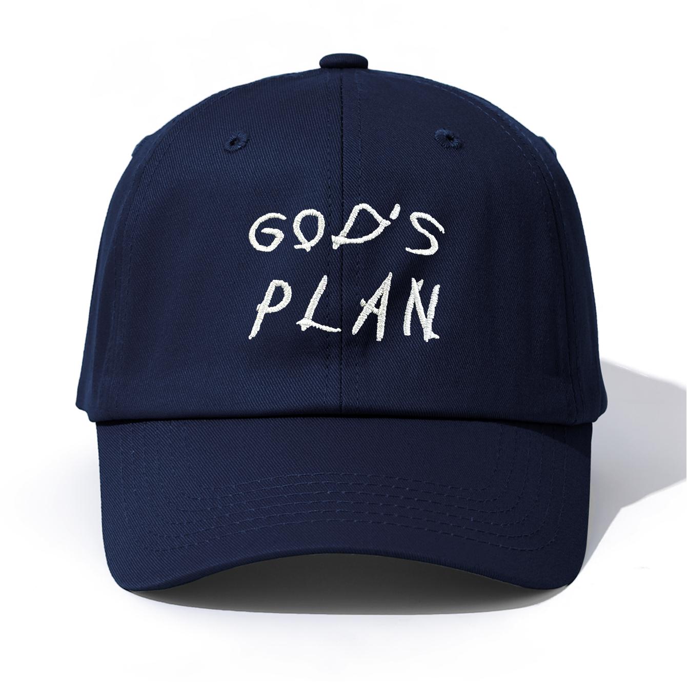 

1pc GOD S PLAN Embroidery Baseball Cap for Adults,Minimalist Retro Style Casual Soft Adjustable Dad Hat,Perfect As Gift темно-синього кольору