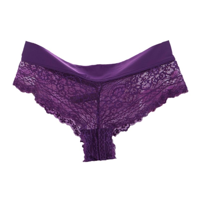 

Женское соблазнительное кружевное нижнее белье, женские полые прозрачные брюки-стринги, треугольные брюки, нижнее белье из чистого хлопка с промежностью L
