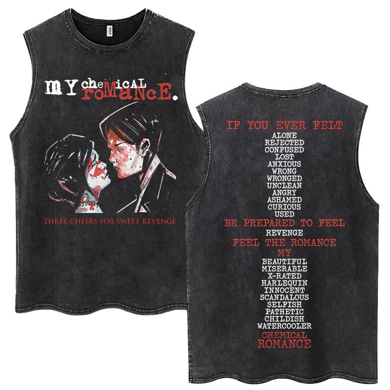 My Chemical Romance Band Canottiere Lavate Three Cheers for Sweet Revenge Maglietta Retro Uomo Donna Maglietta Larga