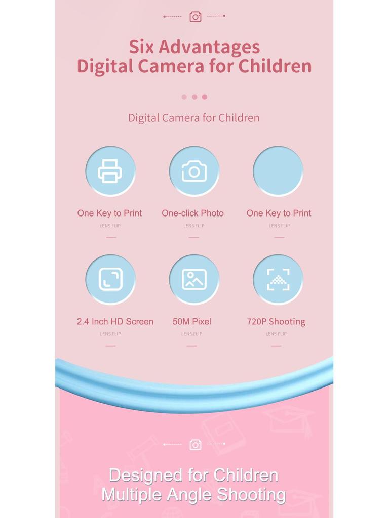 Cross-border Exclusive Children's Instant Print HD Mini Camera, Multifunctional Digital SLR.