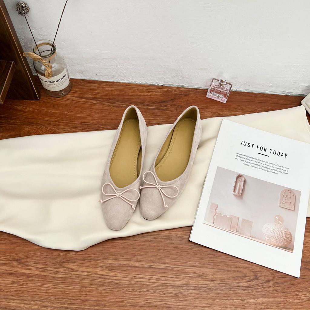 2025 new bow soft-soled casual shoes French outer wear high-end sense one-pedal shallow single shoes women's summer versatile